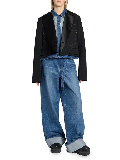 Sacai Women's Levi's x Matelasse Twill Combo Jacket | Thumbnail 2 Sacai Women's Levi's x Matelasse Twill Combo Jacket | Thumbnail 2