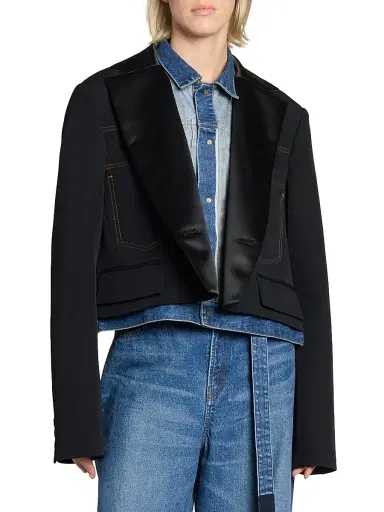 Sacai Women's Levi's x Matelasse Twill Combo Jacket | Thumbnail 3 Sacai Women's Levi's x Matelasse Twill Combo Jacket | Thumbnail 3