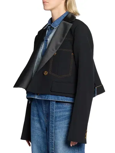 Sacai Women's Levi's x Matelasse Twill Combo Jacket | Thumbnail 4 Sacai Women's Levi's x Matelasse Twill Combo Jacket | Thumbnail 4