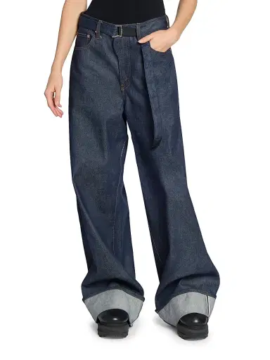 Sacai Women's Levi's x Oversized Cuffed Jeans - Indigo - Size XXS | Thumbnail 3