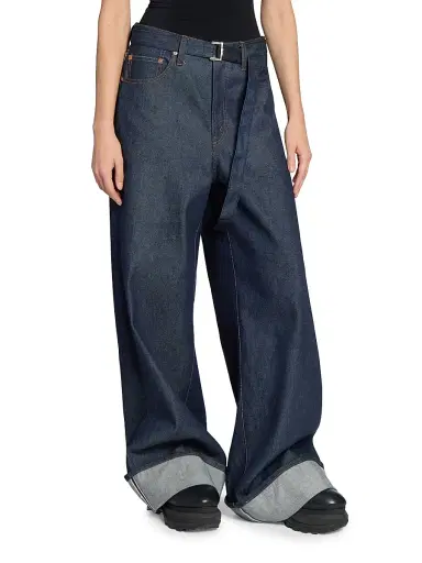 Sacai Women's Levi's x Oversized Cuffed Jeans - Indigo - Size XXS | Thumbnail 4