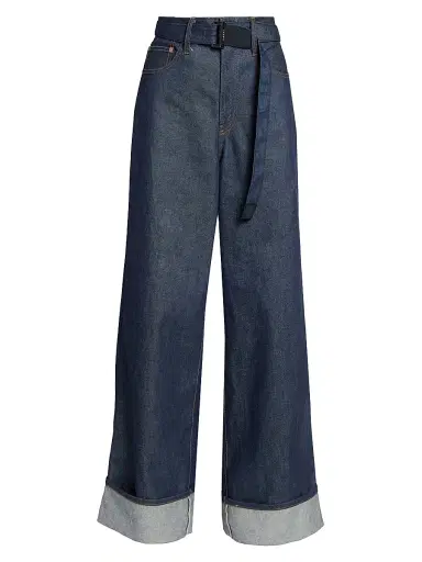 Sacai Women's Levi's x Oversized Cuffed Jeans - Indigo - Size XXS | Thumbnail 1