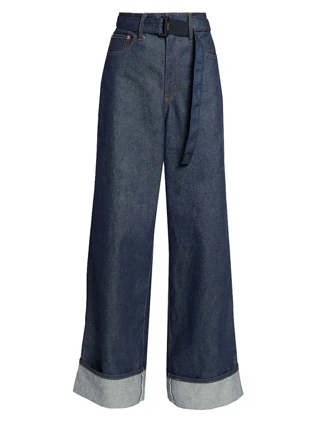 sacai Women's Levi's x Sacai Oversized Cuffed Jeans - Indigo