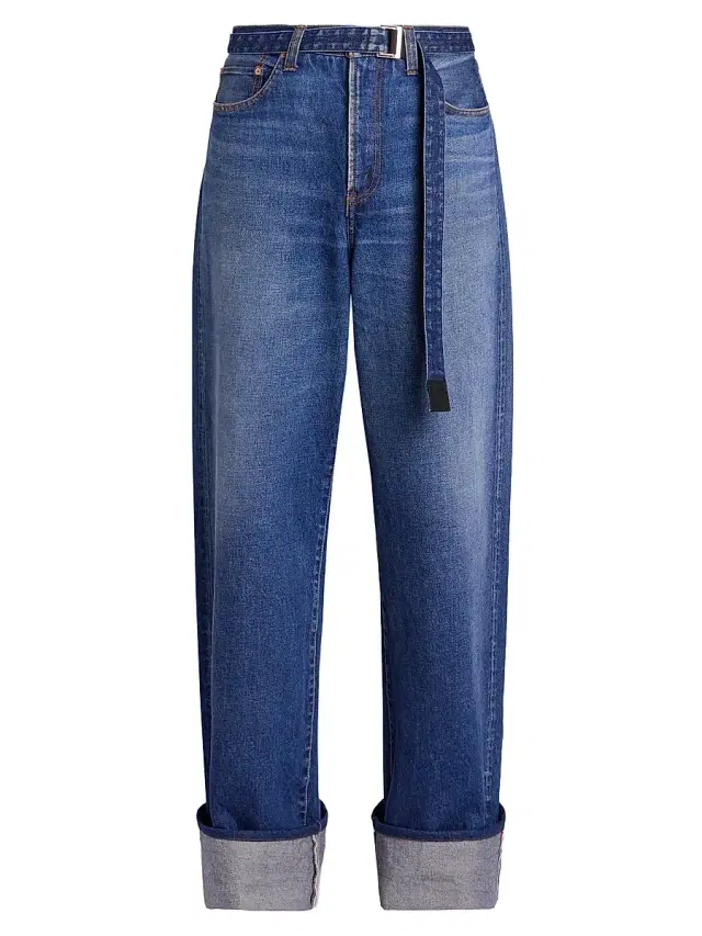 Men's Levi's x Sacai Rolled Wide-Leg Jeans - Indigo