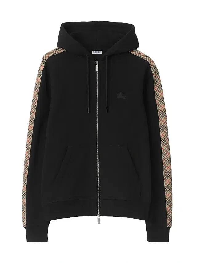 Men's Scott Check-Trim Cotton Hoodie - Black