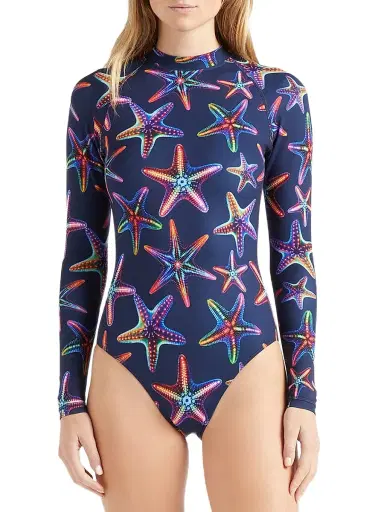 Vilebrequin Women's Disco Stars Mock Turtleneck One-Piece Rashguard | Thumbnail 4 Vilebrequin Women's Disco Stars Mock Turtleneck One-Piece Rashguard | Thumbnail 4