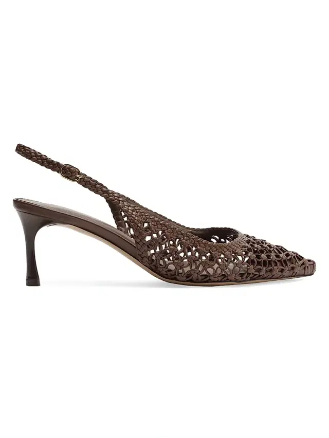 Alexandre Birman Women's Jane Tresse 60MM Woven Leather Slingback Pumps - Rich Brown
