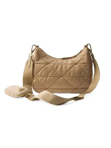 Prada Women's Padded Re-Nylon Shoulder Bag - Light Brown | Thumbnail 4 Prada Women's Padded Re-Nylon Shoulder Bag - Light Brown | Thumbnail 4