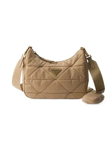 Prada Women's Padded Re-Nylon Shoulder Bag - Light Brown | Thumbnail 1 Prada Women's Padded Re-Nylon Shoulder Bag - Light Brown | Thumbnail 1