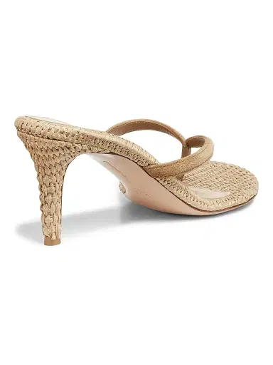 Gianvito Rossi Women's Calypso 80MM Suede & Raffia Sandals - Camel - Size 12 | Thumbnail 3