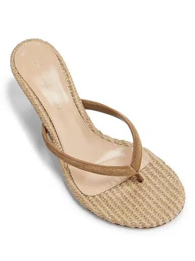Gianvito Rossi Women's Calypso 80MM Suede & Raffia Sandals - Camel - Size 12 | Thumbnail 4