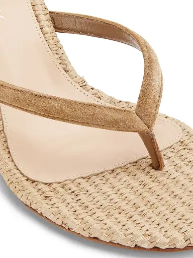 Gianvito Rossi Women's Calypso 80MM Suede & Raffia Sandals - Camel - Size 12 | Thumbnail 6