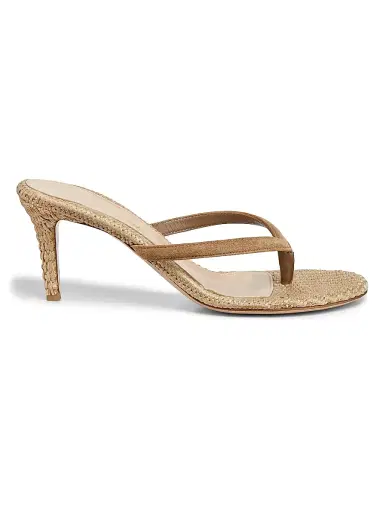 Gianvito Rossi Women's Calypso 80MM Suede & Raffia Sandals - Camel - Size 12 | Thumbnail 1