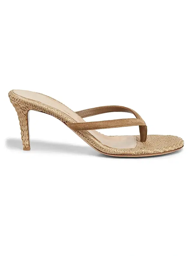 Gianvito Rossi Women's Calypso 80MM Suede & Raffia Sandals - Camel