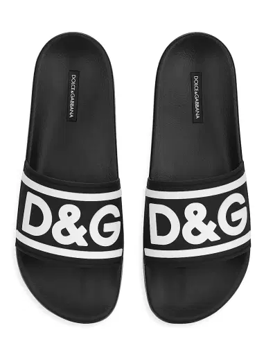 Dolce & Gabbana Men's Logo Slide Sandals - Black White - Size 15 | Thumbnail 4 Dolce & Gabbana Men's Logo Slide Sandals - Black White - Size 15 | Thumbnail 4