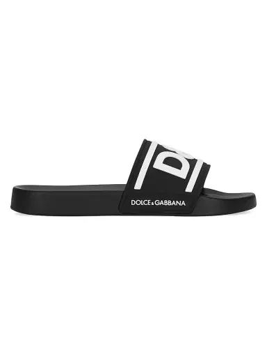 Dolce & Gabbana Men's Logo Slide Sandals - Black White - Size 15 | Thumbnail 1 Dolce & Gabbana Men's Logo Slide Sandals - Black White - Size 15 | Thumbnail 1