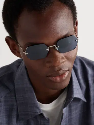 Oliver Peoples TK-13 Round-Frame Rimless Silver-Tone Sunglasses - Men | Thumbnail 2