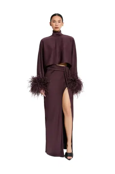 Lapointe Lightweight Satin Asymmetric Maxi Skirt | Thumbnail 1