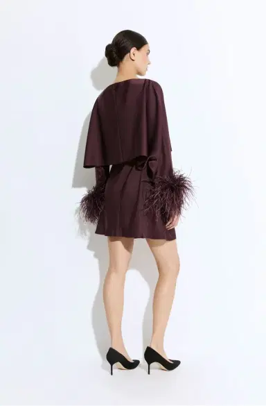 Lapointe Lightweight Satin Layered Mini Dress With Feathers | Thumbnail 2