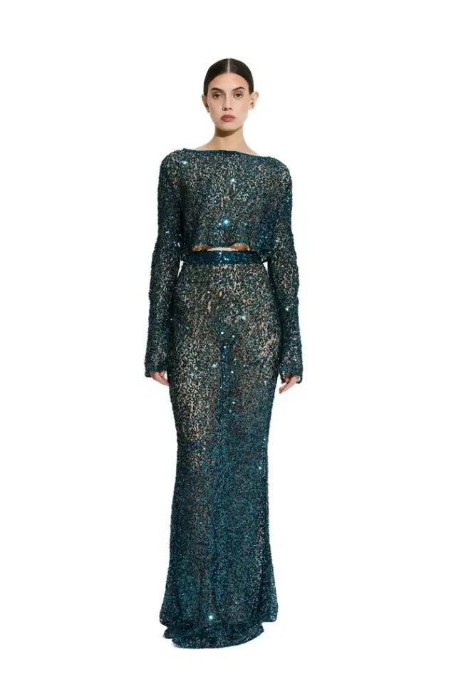 LAPOINTE Net Paillette Maxi Skirt