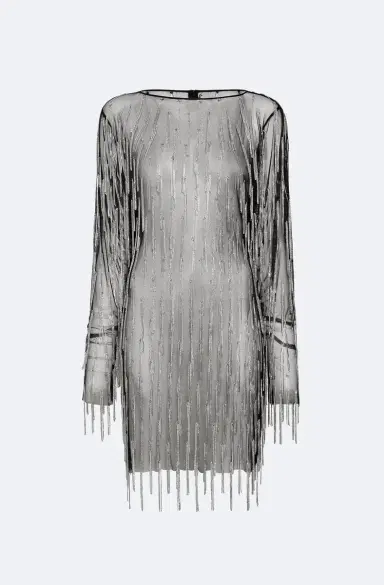 Lapointe Rhinestone Fringe Boatneck Mini Dress | Thumbnail 4