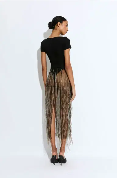 Lapointe Rhinestone Fringe High Waist Skirt | Thumbnail 2 Lapointe Rhinestone Fringe High Waist Skirt | Thumbnail 2