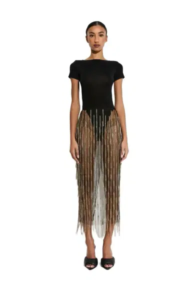 Lapointe Rhinestone Fringe High Waist Skirt | Thumbnail 1 Lapointe Rhinestone Fringe High Waist Skirt | Thumbnail 1