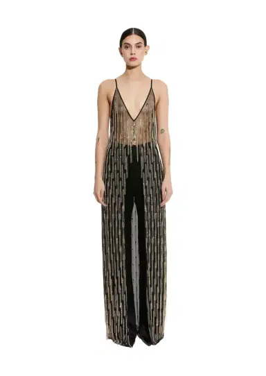 Lapointe Rhinestone Fringe Long Cami Top | Thumbnail 1 Lapointe Rhinestone Fringe Long Cami Top | Thumbnail 1