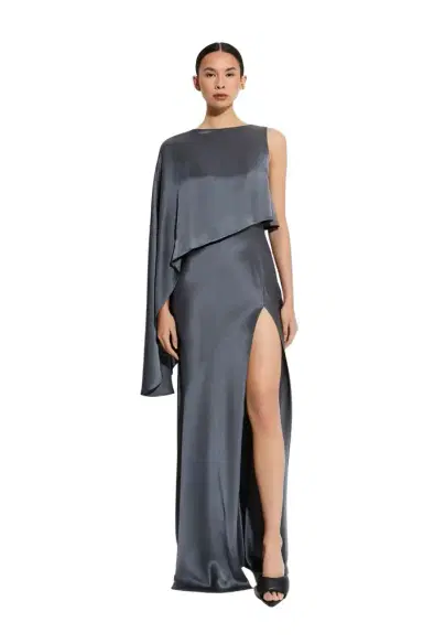 LAPOINTE Satin Asymmetric Draped Gown | Thumbnail 1 LAPOINTE Satin Asymmetric Draped Gown | Thumbnail 1