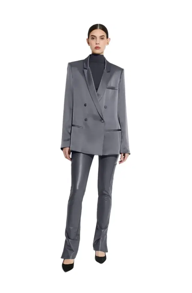 LAPOINTE Satin Double Breasted Blazer
