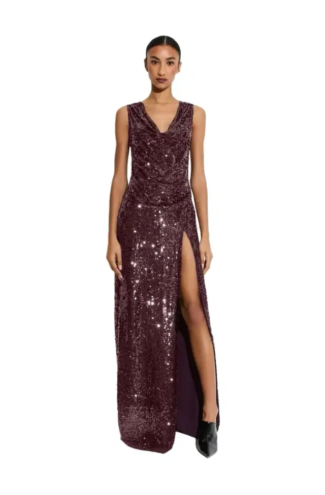 LAPOINTE Sequin High Waist Slit Maxi Skirt