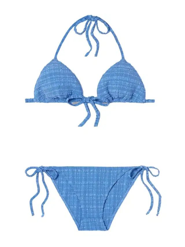 Striped Seersucker Triangle Bikini