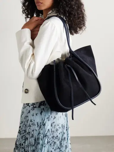 Proenza Schouler Large Leather-trimmed Ruched Suede Tote | Thumbnail 2