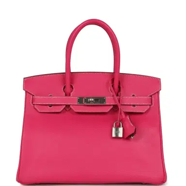 HERMÈS Pre-owned Hermes Birkin 30 Rose Tyrien Candy Epsom Palladium Hardware | Thumbnail 1 HERMÈS Pre-owned Hermes Birkin 30 Rose Tyrien Candy Epsom Palladium Hardware | Thumbnail 1