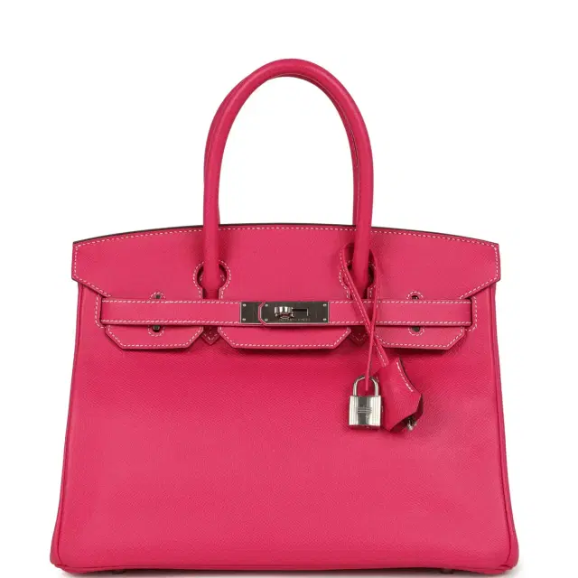 hermes Pre-owned Hermes Birkin 30 Rose Tyrien Candy Epsom Palladium Hardware