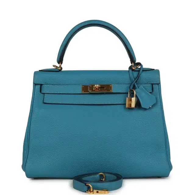 hermes Pre-owned Hermes Kelly Retourne 28 Turquoise Togo Gold Hardware