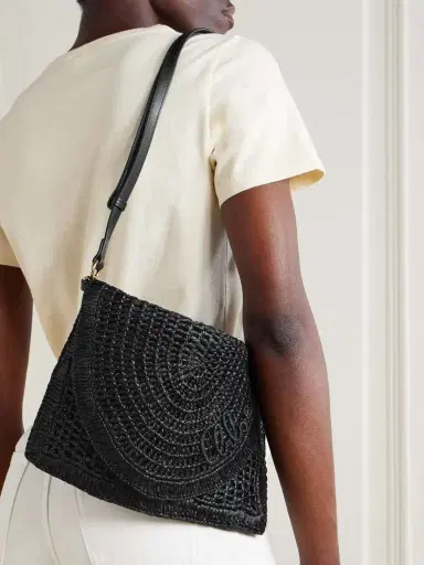 Chloé + Made For A Woman The Summer Banana Leather-trimmed Raffia Shoulder Bag | Thumbnail 2 Chloé + Made For A Woman The Summer Banana Leather-trimmed Raffia Shoulder Bag | Thumbnail 2