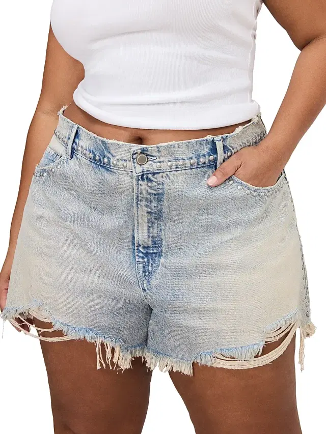 Good American Women's Good 90S Studded Shorts - Indigo