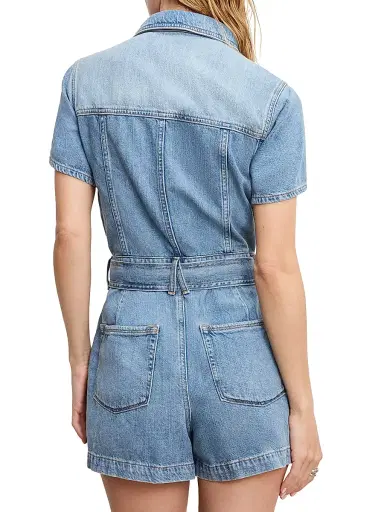 GOOD AMERICAN Women's Fit for Success Lite Linen Denim Romper | Thumbnail 6 GOOD AMERICAN Women's Fit for Success Lite Linen Denim Romper | Thumbnail 6
