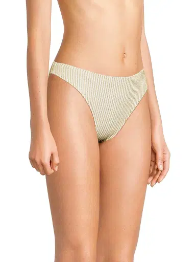 Ramy Brook Women's Scallop Isla Metallic Striped Bikini Bottom | Thumbnail 4