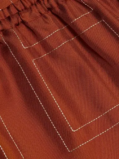 TOTEME Women's Embroidered Silk Pajama-Inspired Pants - Terracotta - Size 4 | Thumbnail 7