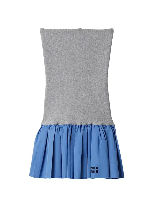 Women's Poplin and Jersey Mini Skirt - Grey