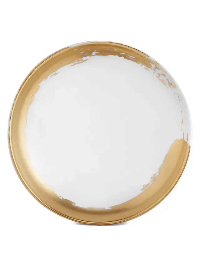 Zen Small 24K Gold & Porcelain Round Tray