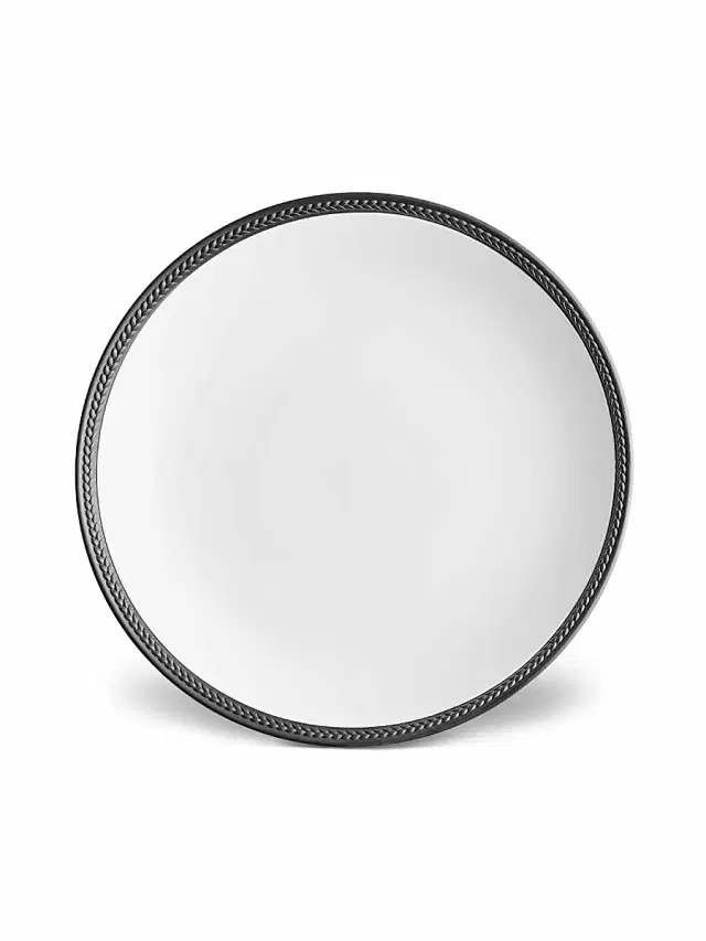 Soie Tressee Porcelain Dinner Plate - Black White