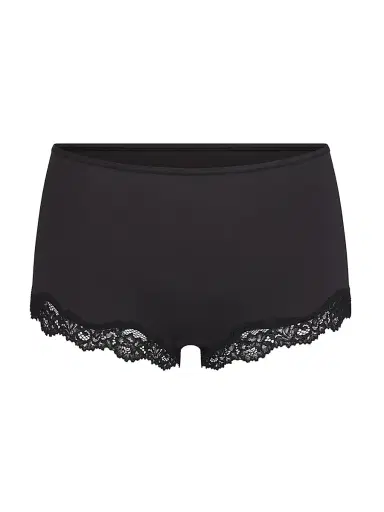 SKIMS Women's Fits Everybody Lace Boy Short - Onyx | Thumbnail 1