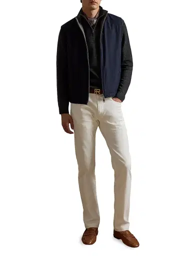Ralph Lauren Purple Label Men's Piqué-Knit Wool Quarter-Zip Sweater - Medium Grey Melange - Size XXL | Thumbnail 2