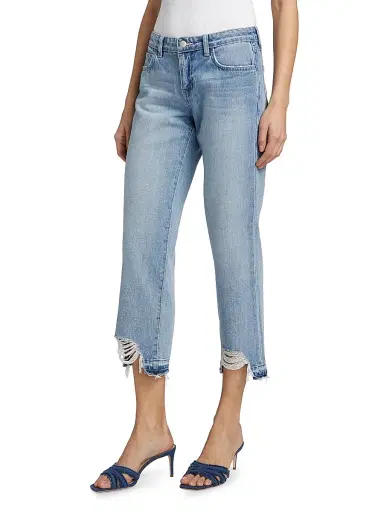 L'AGENCE Women's Blaine Distressed Denim Low-Rise Stovepipe Crop Jeans - Albee | Thumbnail 4