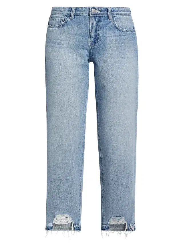 L'AGENCE Women's Blaine Distressed Denim Low-Rise Stovepipe Crop Jeans - Albee