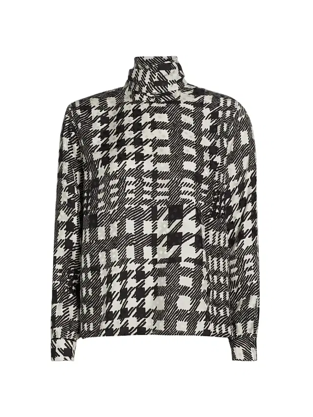 Women's Peggys Houndstooth Bianca Blouse - Creme Black