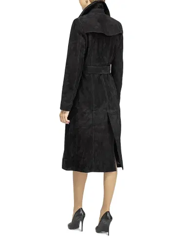 Gorski Women's Metis Suede Belted Trench Coat - Black - Size XL | Thumbnail 5 Gorski Women's Metis Suede Belted Trench Coat - Black - Size XL | Thumbnail 5